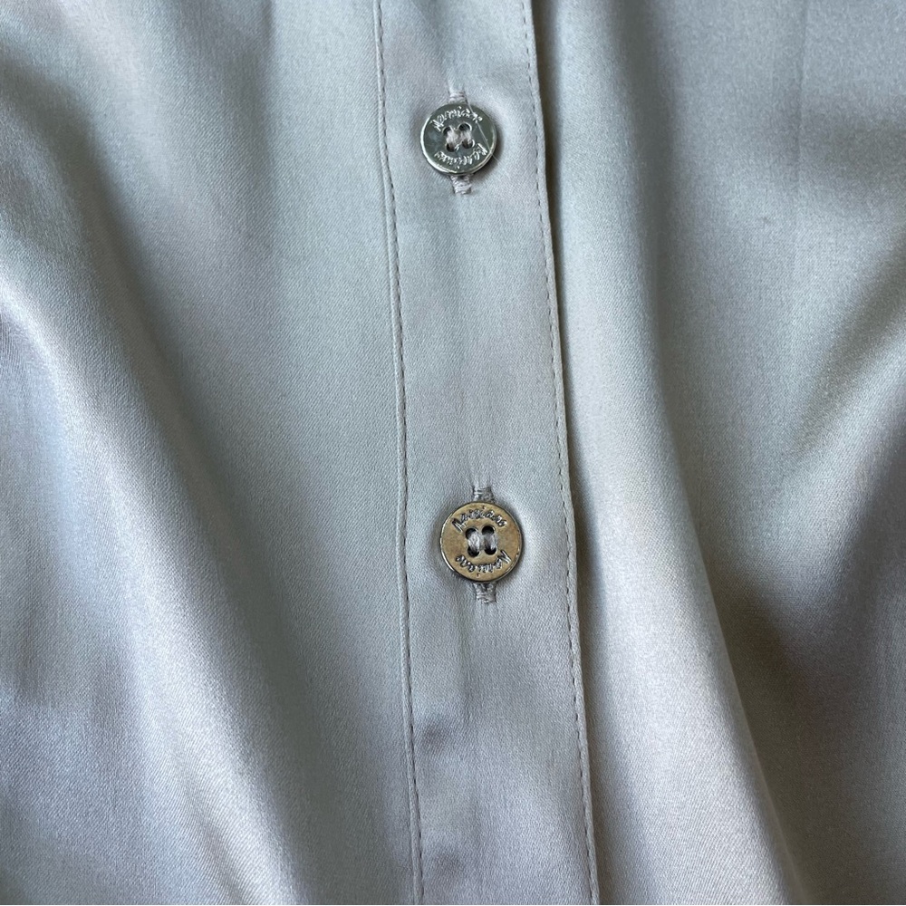 Marciano Silk French Cuff Blouse Size XS Champagne Silver Cuff Links - Picture 4 of 9